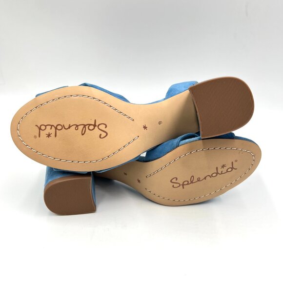 Splendid Womens Size 6 Blue Suede Leather Block Heels Sandals Shoes - Picture 8 of 13